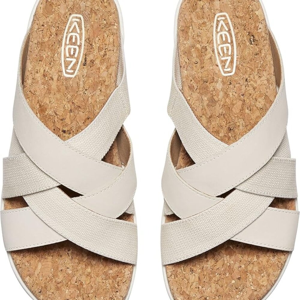 Keen Elle Leather Upper Cream Mixed Slide Sandal US 7 - Picture 2 of 4